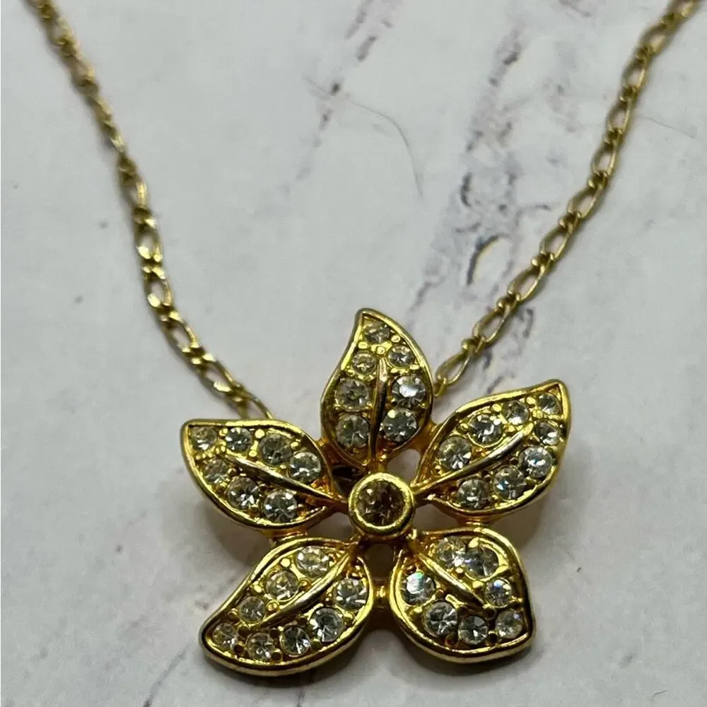 J. Crew pave crystal flower pendant necklace